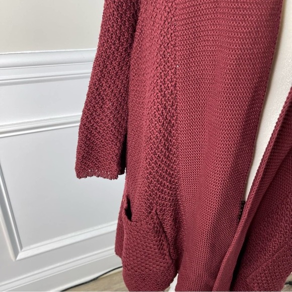 Lucky Brand burgundy knit sweater cardigan size large‎ - Picture 3 of 6